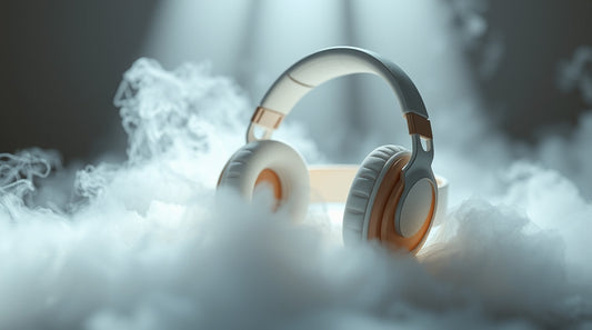 P9 Pro Max wireless headphones in a stylish setting with fog and light, showcasing quality and design.